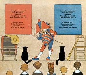 Partitur und Illustration des Kinderliedes Punchinello, 1898 von Louis Maurice Boutet de Monvel