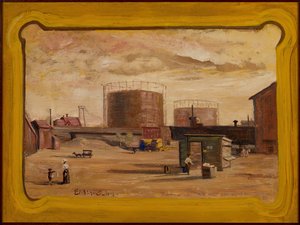 Gastanks am Ende der 23. Straße, New York, 1909 von Louis Michel Eilshemius
