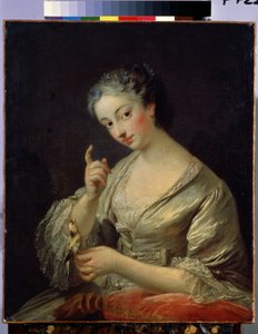 Dame mit einem Vogel