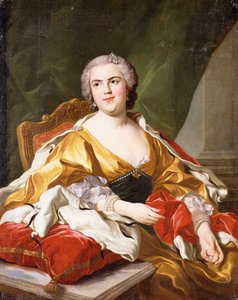 Porträt von Louise Elisabeth de Bourbon, Herzogin von Parma, sitzend, dreiviertel Länge von Louis Michel van Loo