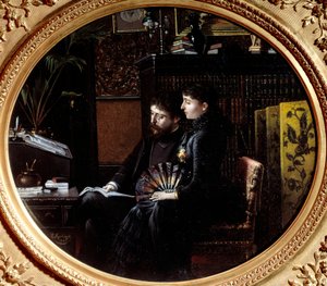 Alphonse Daudet (1840-1897) und seine Frau Julie Allard (1844-1940) in ihrem Arbeitszimmer von Louis Montegut