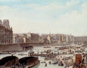Maritimes Leben an den Docks des Hafens in Paris im Jahr 1782 (Detail) von Louis Nicolas de Lespinasse