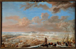 Österreichischer Erbfolgekrieg (1741-1748): „Belagerung von Brüssel im Schnee durch den Marschall von Sachsen vom 7. bis 20. Februar 1746“ Gouache von Louis Nicolas Van Blarenberghe, 1781 von Louis Nicolas van Blarenberghe