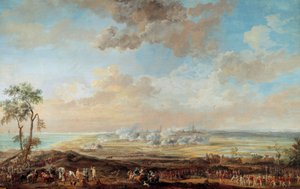 Krieg um die österreichische Erbfolge (1741-1748): „Belagerung von Ostende durch Generalleutnant Graf von Lowendal vom 13. bis 23. August 1745“ Gouache von Louis Nicolas Van Blarenberghe (1716-1794) 1783