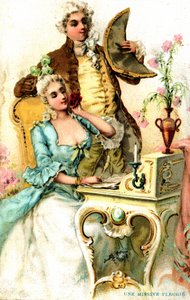 Eine blumige Botschaft: Werbung 1874. Zeichnung zugeschrieben Louis Paul Pierre Dumont-1822-18