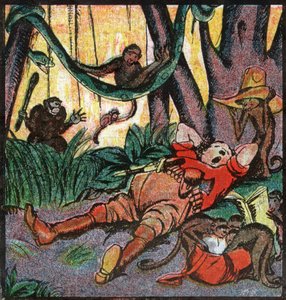 Nestor Fenleroc, europäischer Siedler auf der Jagd in Afrika. 1923 (Gravur) von Louis Peltier