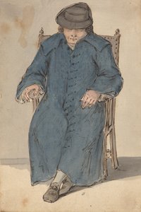 Schlafender Mann in einem langen blauen Mantel von Louis Philippe Boitard