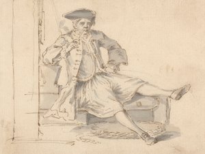 Rauchender Marineoffizier im Sitzen