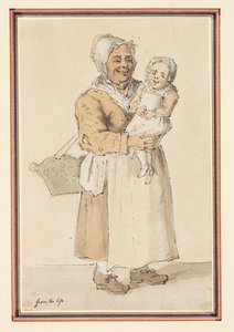 Studie einer Frau und eines Kindes nach dem Leben gezeichnet von Louis Philippe Boitard