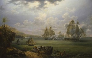 Kampf der Fregatte Poursuivante gegen das britische Schiff Hercule, 28. Juni 1803 von Louis Philippe Crepin
