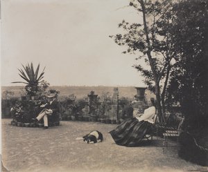 Unbetitelt Mann und Frau entspannen sich, ca. 1854 von Louis Pierre Theophile Dubois de Nehaut