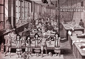 Puppenfabrik, Versandraum, aus "La Nature" von Louis Poyet