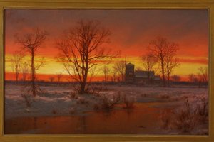 Sonnenuntergang, Winter von Louis Rémy Mignot