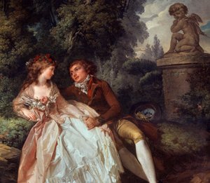Galante Szene (mit Amor), Detail des Gemäldes von Louis Trinquesse von Louis Rolland Trinquesse