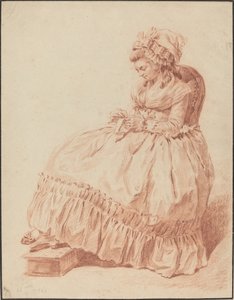 Sitzende Frau beim Nähen von Louis Rolland Trinquesse