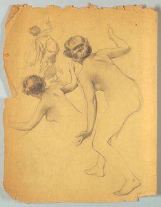 Studie einer sich bückenden nackten Figur