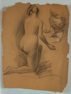 Studie einer knienden nackten Figur von Louis Schaettle