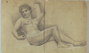 Studie einer liegenden nackten Figur von Louis Schaettle