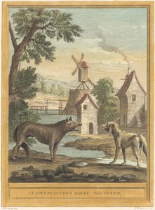 Der Wolf und der magere Hund von Louis Simon Lempereur after Jean Baptiste Oudry