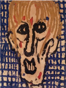 Männlicher Kopf vor gekacheltem Hintergrund von Louis Soutter