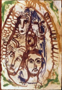 Drei Köpfe in einem Medaillon von Louis Soutter