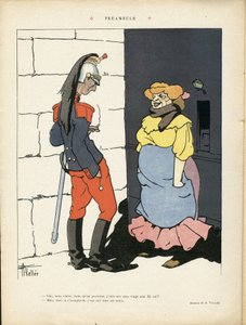 Illustration von Louis Vallet (1856-1940) in Le Rire, 02/03/12 - Präambel - Armee, Prostitution von Louis Vallet