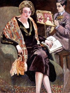 Mme Valtat und ihr Sohn mit einem Banjo