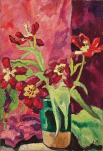 Vase, rote Tulpen von Louis Valtat