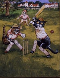 Katzen spielen Cricket von Louis Wain