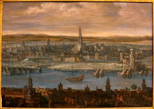 Ansicht von Sevilla - Gemälde zugeschrieben Louis de Caulery (1580-1621), Öl auf Leinwand, Anfang 17. Jahrhundert - Museum der Schönen Künste von Sevilla, Spanien von Louis de Caulery