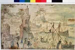 Ansicht eines Hafens von Louis de Caulery