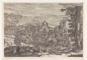 Landschaft mit drei Mönchen