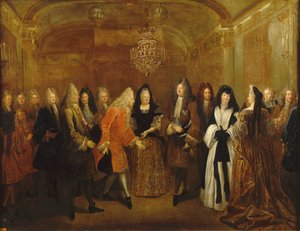 Ludwig XIV. empfängt Prinz August, den zukünftigen König von Polen und Kurfürsten von Sachsen, ca. 1714