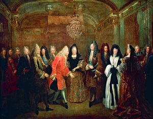 Ludwig XIV. empfängt den Kurfürsten von Sachsen, Friedrich August II., in Fontainebleau am 27. September von Louis de Silvestre
