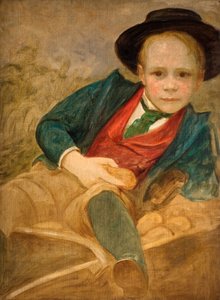 Studie für einen Jungen, der auf einer Schubkarre sitzt, 1890 von Louisa Starr