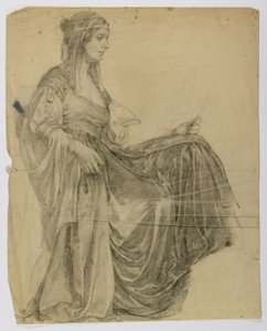 Ohne Titel (Sitzende drapierte weibliche Figur, Profil)
