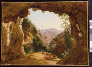 Eine Höhle in einer felsigen Landschaft von Louise Josephine Sarazin de Belmont