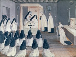 Verwaltung der Heiligen Kommunion an eine Nonne, aus 