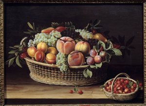 Obstkorb und Erdbeerkörbe Gemälde von Louise Moillon (1610-1696) 1635 Toulouse, Musee des Augustins von Louise Moillon