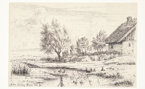 Landschaft mit Bauernhaus von Louise Ravn Hansen