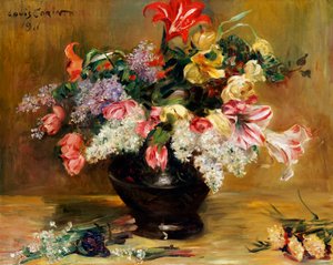 Amaryllis, Flieder und Tulpen, 1911 von Lovis Corinth