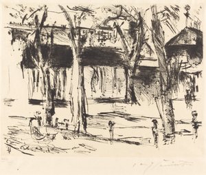 Bahnhof Tiergarten Hof mit Bäumen, 1920-1921