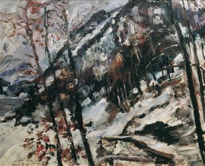 Der Herzogstand am Walchensee im Schnee von Lovis Corinth