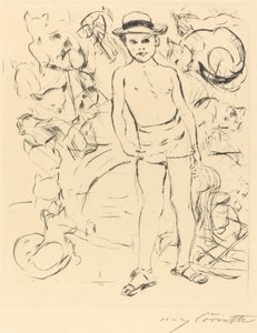 Junge mit Badehose und Strohhut von Lovis Corinth