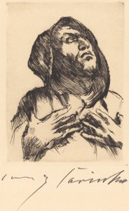 Mönch mit erhobenem Blick von Lovis Corinth