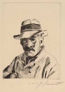 Selbstbildnis im Strohhut, als Brustbild, 1913 von Lovis Corinth