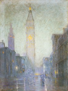 Madison Avenue in der Dämmerung, ca. 1911 von Lowell Birge Harrison