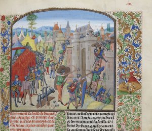 Belagerung des Château de Duras durch die Franzosen im Jahr 1377, ca. 1470-1475 von Loyset Liedet