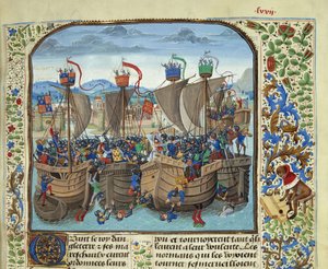 Die Schlacht von Sluys am 24. Juni 1340 von Loyset Liedet
