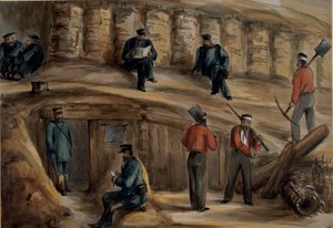 Artilleristen des Royal Regiment of Artillery ruhen sich in den Schützengräben von Sebastopol aus, ca. 1855